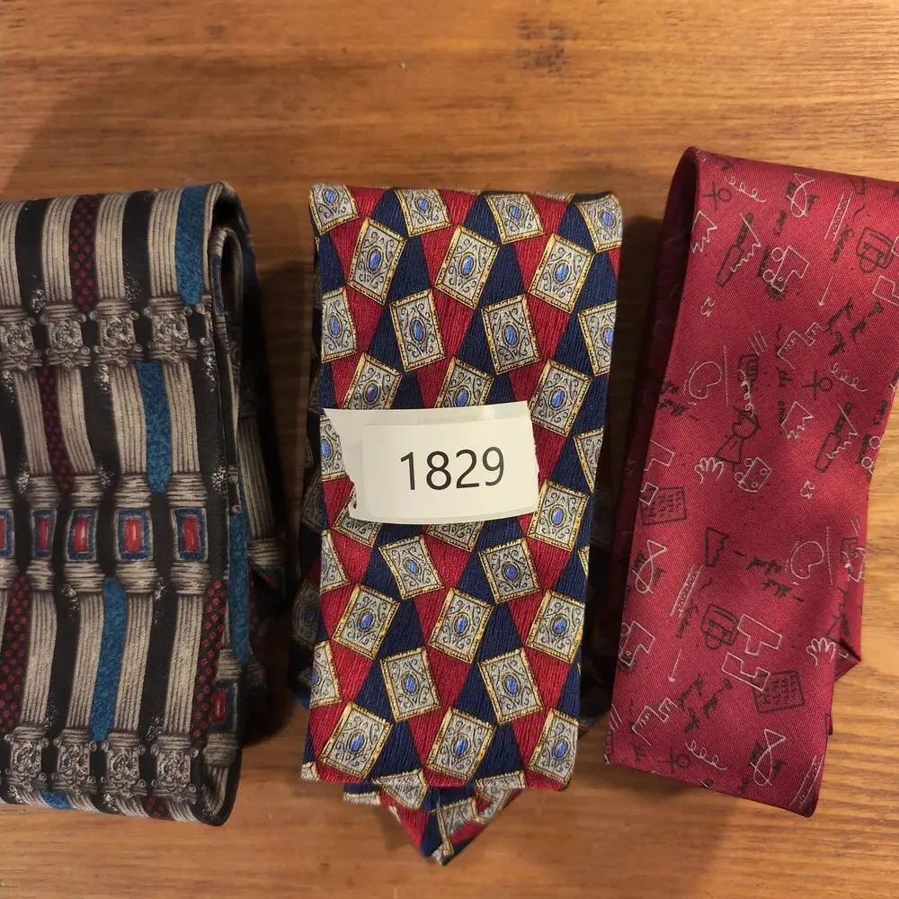 Mixed Brands Tie Mens One Size Multicolor Silk Geometric Lot 3 Countess Mara